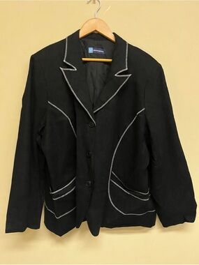 Penningtons Black Blazer with White Contrast Stitching